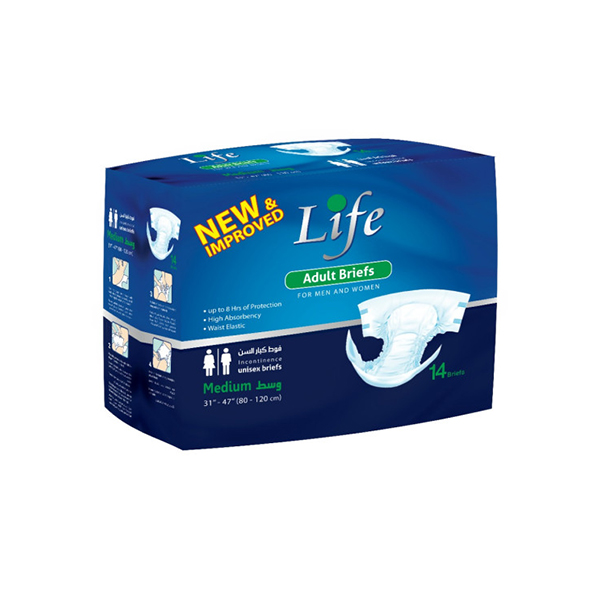 Life Incontinence Unisex Adult Briefs Medium